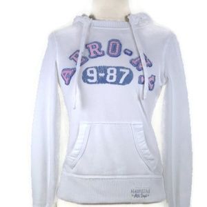 Aeropostale White Pullover Sweatshirt Hood…